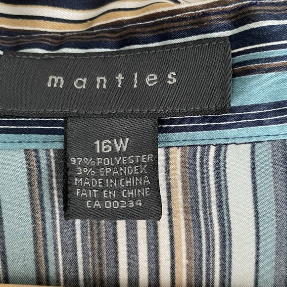 Striped Long Sleeve Button Front Blouse Mantles Blue Green… - Picture 4 of 5